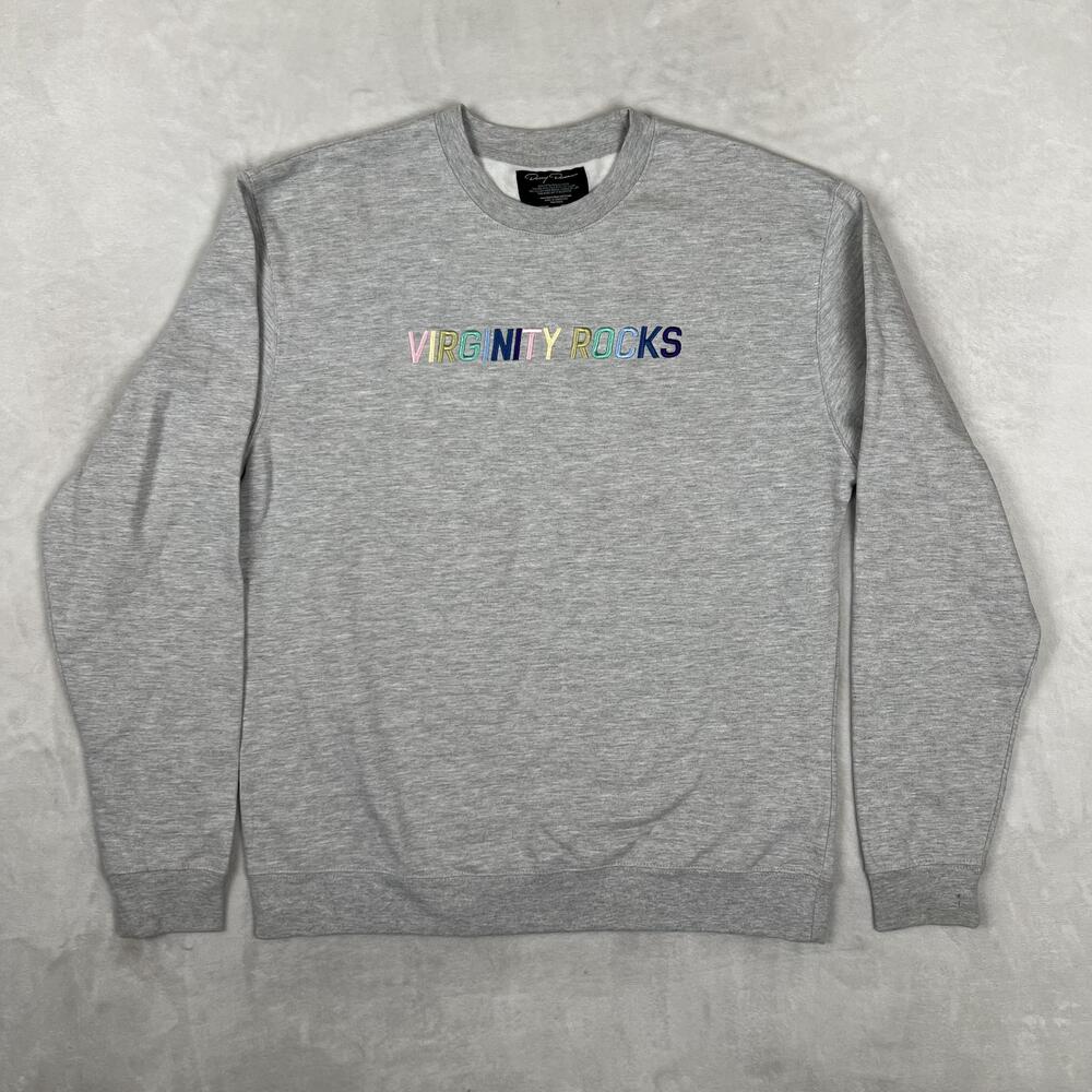 Danny Duncan Sweatshirt Mens Large Gray Virginity Rocks Embroidered Crewneck